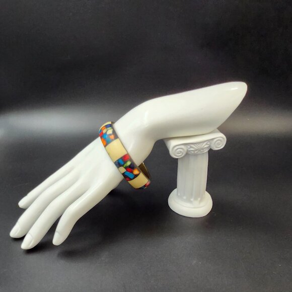 Vintage MCM Ebamel Mosaic Brass Bangle Braclet - Picture 2 of 7